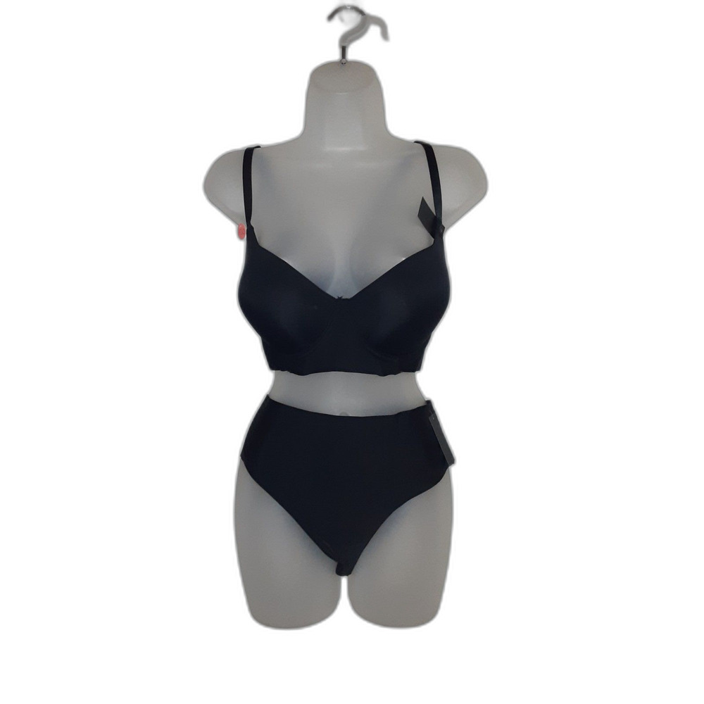 Youmita Black 38C Seamless Push Up Bra and Large Seamless Panty NWT